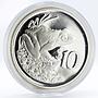 Fiji 10 dollars World Wildlife Fund Fauna Ground Frog proof silver coin 1986