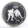 Panama 1 balboa Calgary Olympic Winter Games series Hockey silver coin 1988