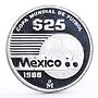 Mexico 25 pesos Football World Cup in Mexico Moving Ball silver coin 1986