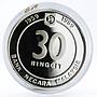 Malaysia 30 ringgit 30th Anniversary of Central Bank proof silver coin 1989