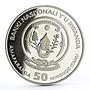 Rwanda 50 francs Family of Gorillas African Continent  silver coin 2008