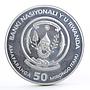 Rwanda 50 francs Family of Gorillas African Continent  silver coin 2008