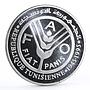 Tunisia 1 dinar FAO Orchard Workers Apple Tree proof silver coin 1995