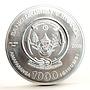 Rwanda 1000 francs Zodiac Signs series Aquarius gilded silver coin 2009