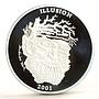 Uganda 2000 shillings Illusion Spirit Of the Mountain proof silver coin 2001