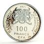 Benin 100 francs 10th Anniversary of Independnece Boat River silver coin 1971