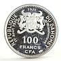 Benin 100 francs 10th Anniversary of Independnece Boat River silver coin 1971