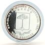 Equatorial Guinea 7000 francos President Mbasogo State Symbols silver coin 1991