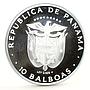 Panama 10 balboas Canal Treaty Ship proof silver coin 1979