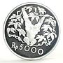 Indonesia 5000 rupiah Animal series Orangutan proof silver coin 1974