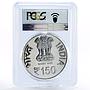 India 150 rupees 150 Years of Madan Mohan Malaviya PL67 PCGS silver coin 2011