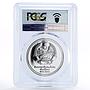 Laos 50 kip 10th Anniversary of Republic Palace PR67 PCGS silver coin 1985