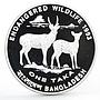 Bangladesh 1 taka Endangered Wildlife series Two Deers proof silver coin 1993