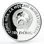 Vietnam 100 dong Albertville Winter Olypmic Games series Hockey silver coin 1990