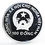 Vietnam 100 dong Albertville Winter Olypmic Games series Hockey silver coin 1990