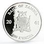 Zambia 5000 kwacha African Wildlife series Elephant silver coin 2001