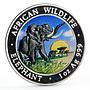 Somali 100 shillings African Wildlife series Elephant colored silver coin 2009