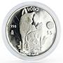 Mexico 5 pesos World Wildlife Fund Wolf Lobo proof silver coin 1998