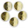 Somali set of 5 coins The Treasures of Tutankhamun gilded CuNi coins 2008