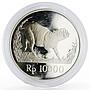 Indonesia 10000 rupiah World Wildlife series Wild Pig proof silver coin 1987