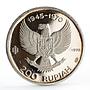 Indonesia 200 rupiah 25th Anniversary Independence Great Bird silver coin 1970