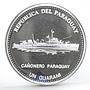 Paraguay 1 guarani 50 Years of Central Bank Building Ship silver coin 2002