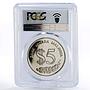 Malaysia 5 ringgit 35th PATA Conference Turtle PR69 PCGS silver coin 1986