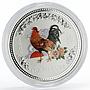 Australia 1 dollar Lunar Calendar I Year of the Rooster colored silver coin 2005