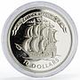 Belize 10 dollars Seafaring Carrack 16th Century Ship Clipper silver coin 1995