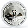 Niue 2 dollars Love is Precious Black Swans proof silver coin 2009