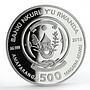 Rwanda 500 francs Year of the Goat Wealth 3D Crystal Figure silver coin 2015
