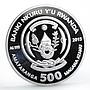 Rwanda 500 francs Year of the Goat Wealth 3D Crystal Figure silver coin 2015