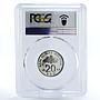 Malaysia 20 sen Kapur Container Nuts and Lime PR67 PCGS silver coin 1992