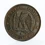 France, 10 (Dix) Centimes, Napoleon III, 1852 A, bronze, AUNC, RARE! Circulated