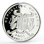 Benin 1000 francs Football World Cup in the USA Player proof silver coin 1992