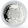 Benin 1000 francs Endangered Wildlife African Elephant proof silver coin 2014