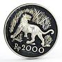 Indonesia 2000 rupiah Javan Tiger proof silver coin 1974