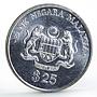 Malaysia 25 ringgit 5th Malaysian 5-Year Plan Ship Plant silver coin 1986