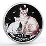 Isle of Man 1 crown Two Burmilla Cats colored proof silver coin 2008