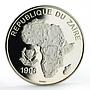 Zaire 500 francs African Wildlife Fauna Leopard proof silver coin 1996