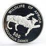 Zaire 500 francs African Wildlife Fauna Leopard proof silver coin 1996