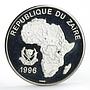 Zaire 500 francs African Wildlife Fauna Leopard proof silver coin 1996