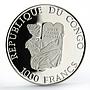 Congo 1000 francs Millennium Hourglass proof silver coin 1998