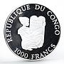 Congo 1000 francs Millennium Hourglass proof silver coin 1998