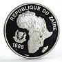 Zaire 500 francs African Wildlife Fauna Gorilla proof silver coin 1996