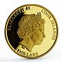 Cook Islands 5 dollars Shades of Nature Bee Flower gilded silver coin 2014