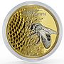 Cook Islands 5 dollars Shades of Nature Bee Flower gilded silver coin 2014