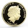Cook Islands 5 dollars Shades of Nature Bee Flower gilded silver coin 2014
