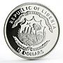 Liberia 10 dollars Moric Benovsky Ship Clipper Seafaring proof silver coin 2005