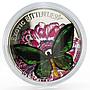 Tokelau 5 dollars Ornithoptera Priamus Butterfly colored proof silver coin 2012